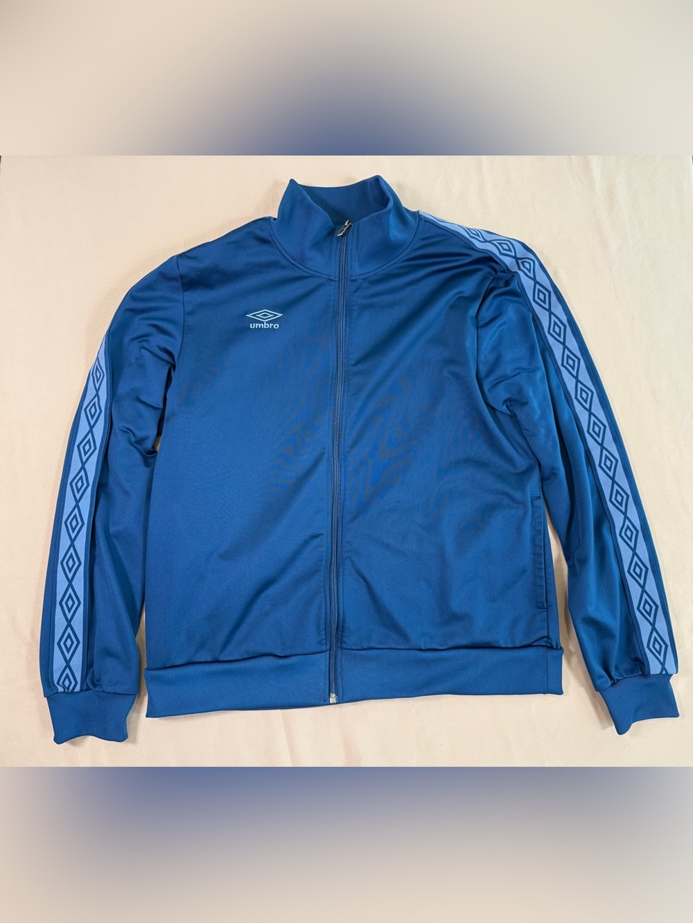 Umbro Men's Teal/Blue Diamond Full-Zip Performance Track Jacket, size Large.